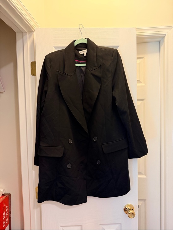 Free People Jackets & Blazers - Black Double-Breasted Women's Blazer Coat